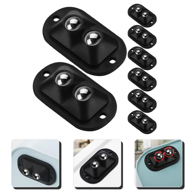 8Pcs Black Swivel Caster Wheels For Storage Boxes Appliances Smooth Silent Movement - Image 4