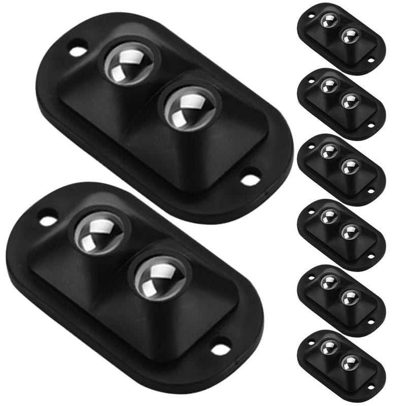 8Pcs Black Swivel Caster Wheels For Storage Boxes Appliances Smooth Silent Movement - Image 2