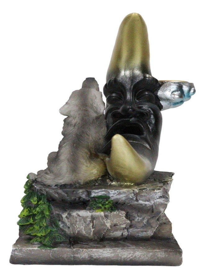 Ebros Gift Animal Totem Spirit Gray Howling Wolf Guardian of The Sacred Moon Backflow Cone Incense Burner Holder with Cascading Smoke Pool Waterfall Effect Figurine - Image 5