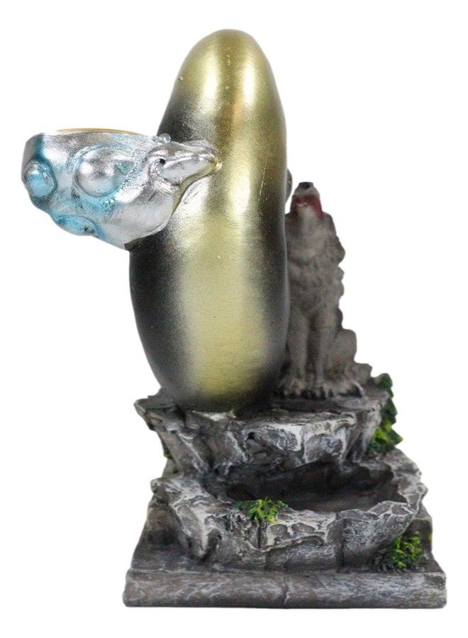 Ebros Gift Animal Totem Spirit Gray Howling Wolf Guardian of The Sacred Moon Backflow Cone Incense Burner Holder with Cascading Smoke Pool Waterfall Effect Figurine - Image 4