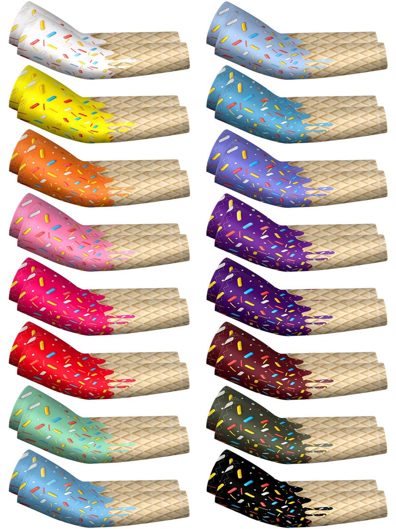 JaGely 16 Pairs Ice Cream Arm Sleeves for Kids UV Sun Protection Football Basketball Baseball Compression Long Sleeves YouthIce Cream48 Years - Image 2