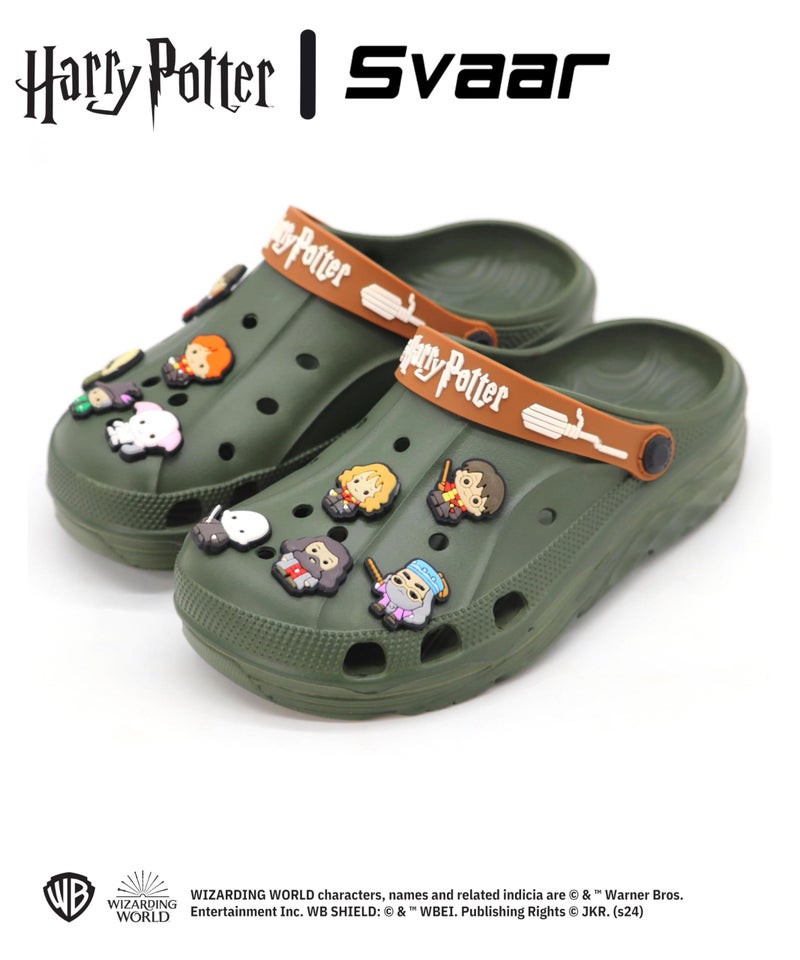 SVAAR x Harry Potter Men's Magical Clogs with 10 Authentic Harry Potter Charms Included and Adjustable Back Strap Olive Green - Image 3