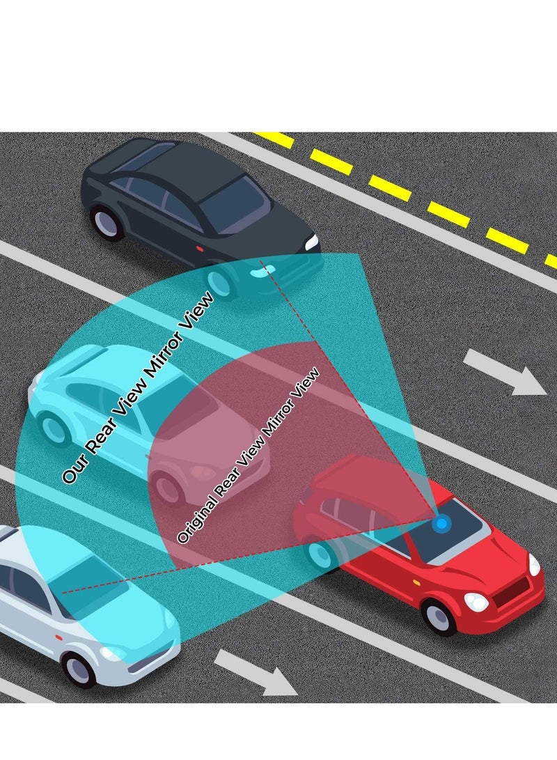مرآة رؤية خلفية بانورامية منحنية 11.81" عالمية، زاوية واسعة مقعرة للسيارات، SUVs والشاحنات لتقليل النقاط العمياء - Image 5