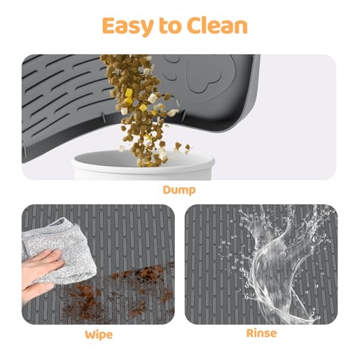 Bartuke Dog Food Mat, Extra Large 40" x 28" Silicone Pet Feeding Mat with Raised Edge Pet Placemat for Small, Medium, and Large Pets Non-Slip, Easy to Clean (Dark Grey) - Image 5