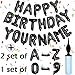 Awfrky 76pcs Happy Birthday Balloon Banner Black Balloons Letters Personalized 16 Mylar Foil Birthday Decorations includes 2 Sets A Z 1 set Number 09 and HAPPY BIRTHDAY letters with Balloon Pump - Image 2