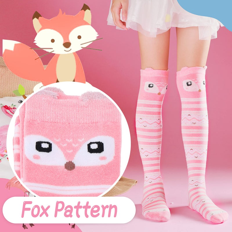 ANTSANG Kids Girls Knee High Socks Long Boot Crazy Silly Fun Gift Cute Tall Animal Socks for Child 6 Pairs Stocking Stuffers Gifts for 10 Year Old Girls Birthday Gifts Ideas(Fun Animal) - Image 3