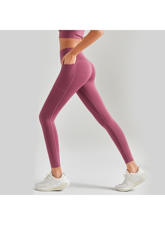 Leggings Plum color-5113 Shark Pants Women's No Embarrassment Line High Waist Hip Pilates Fitness Yoga Tight Sports Trousers
