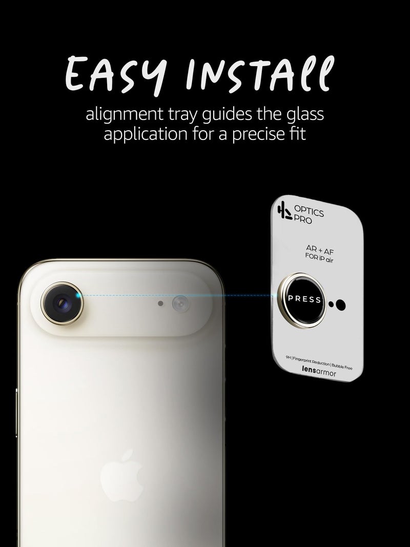 Lensarmor Compatible with iPhone Air Camera Lens Protector Light Gold (2-Pack) – 9H Tempered Glass, Military-Grade Anti-Scratch, Slim & Case-Friendly, Easy Install Frame - Image 4