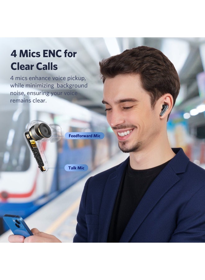 إيرفن سماعات EarFun Air 2 اللاسلكية، سماعات أذن بلوتوث بدعم ترميز LDAC، صوت Hi-Res، 4 ميكروفونات، شحن لاسلكي، سماعات TWS، EQ مخصص - Image 4
