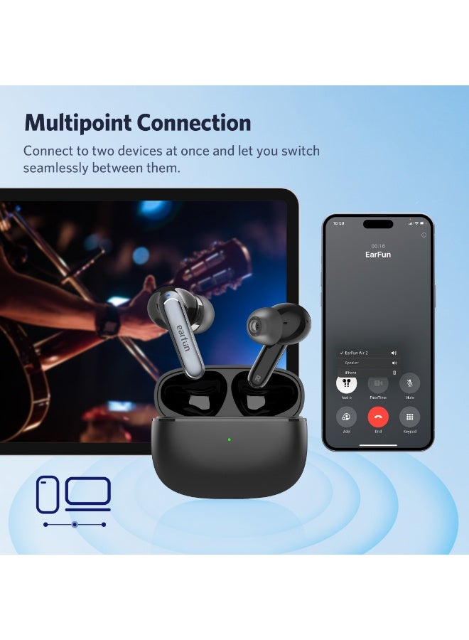 إيرفن سماعات EarFun Air 2 اللاسلكية، سماعات أذن بلوتوث بدعم ترميز LDAC، صوت Hi-Res، 4 ميكروفونات، شحن لاسلكي، سماعات TWS، EQ مخصص - Image 5