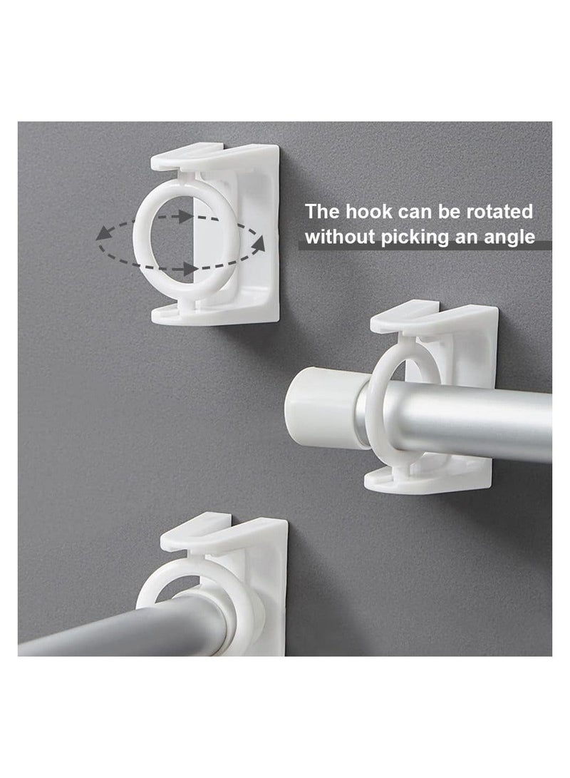 8 Pcs 360° Rotating Ring Curtain Rod Brackets No Drilling Self Adhesive Tension Rod Curtain Rod Holders Curtain Rod Hooks Hangers - Image 4