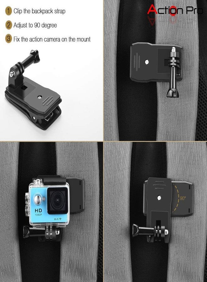 Action Pro Versatile 360° Rotary Backpack Mount Kit, Compatible with GoPro Hero 13/12/11/10/9/8/7/6/5/4/Eken/Yi and Other Action Cameras for Dynamic Adventure Capture - Image 5