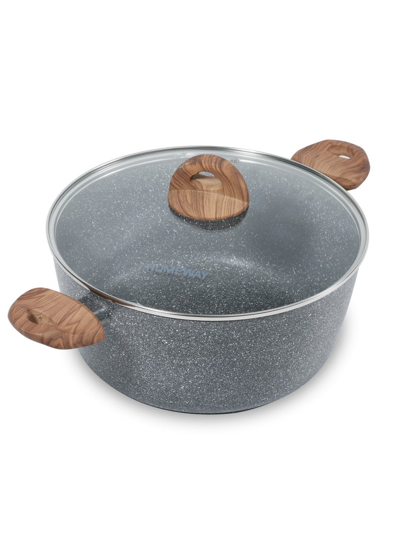 Homeway 28cm Forged Marble Casserole with Lid – Durable, Non-Stick Cookware for Everyday Cooking - Image 1