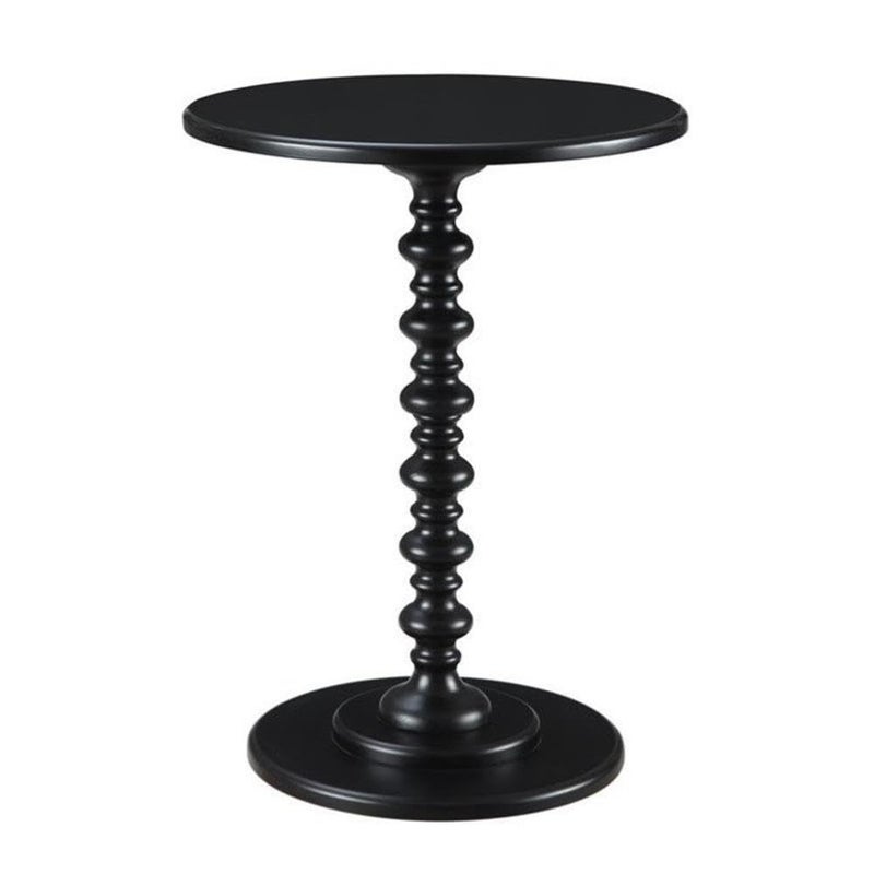 Convenience Concepts Palm Beach Spindle 1775 Traditional Round End Living Room Turned Solid Wood Side Classic Display Pedestal Table Black
