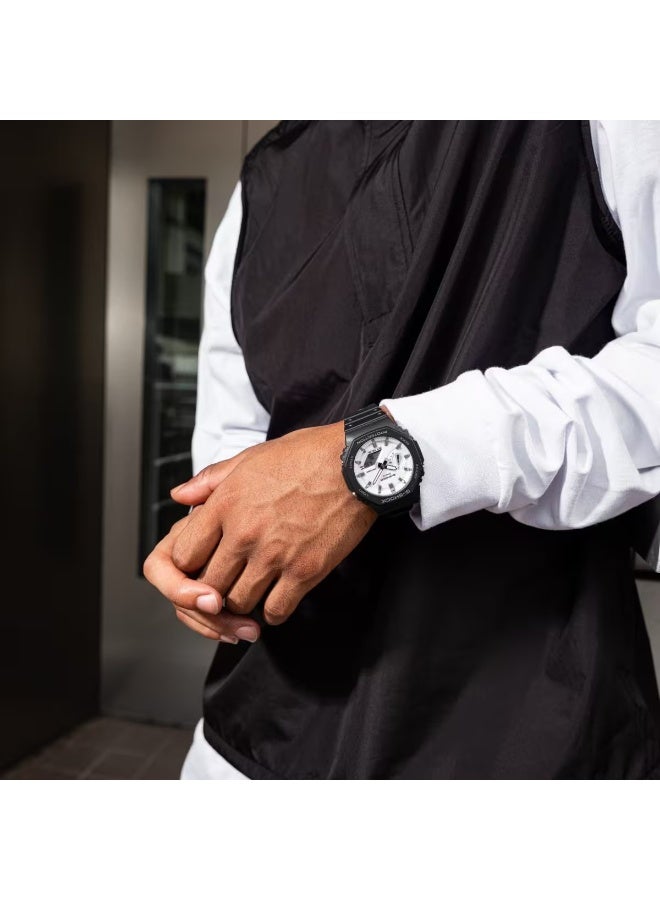 CASIO G-SHOCK Analog-Digital Watch GA-2100WD-1ADR, 45.4 mm White Dial, Carbon/Bio-Based Resin Case & Band, 200 M WR - Image 3