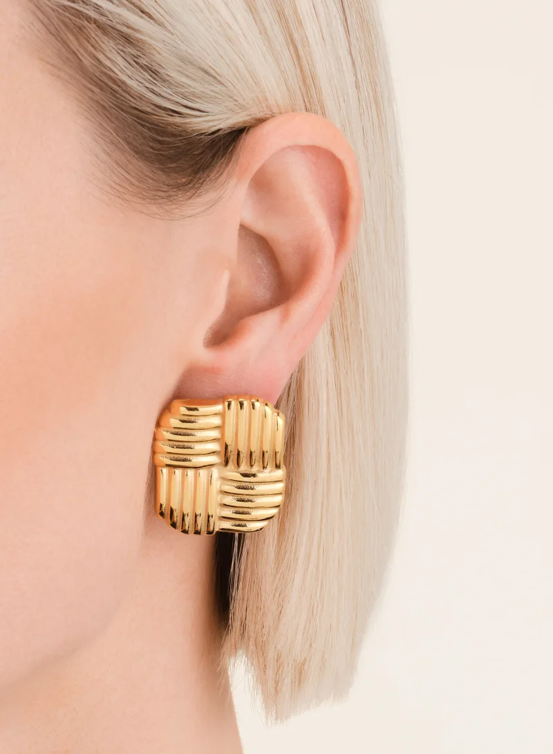 RoseField Rosefield Modern Vintage Cross Texture Earrings - JETEG-J967