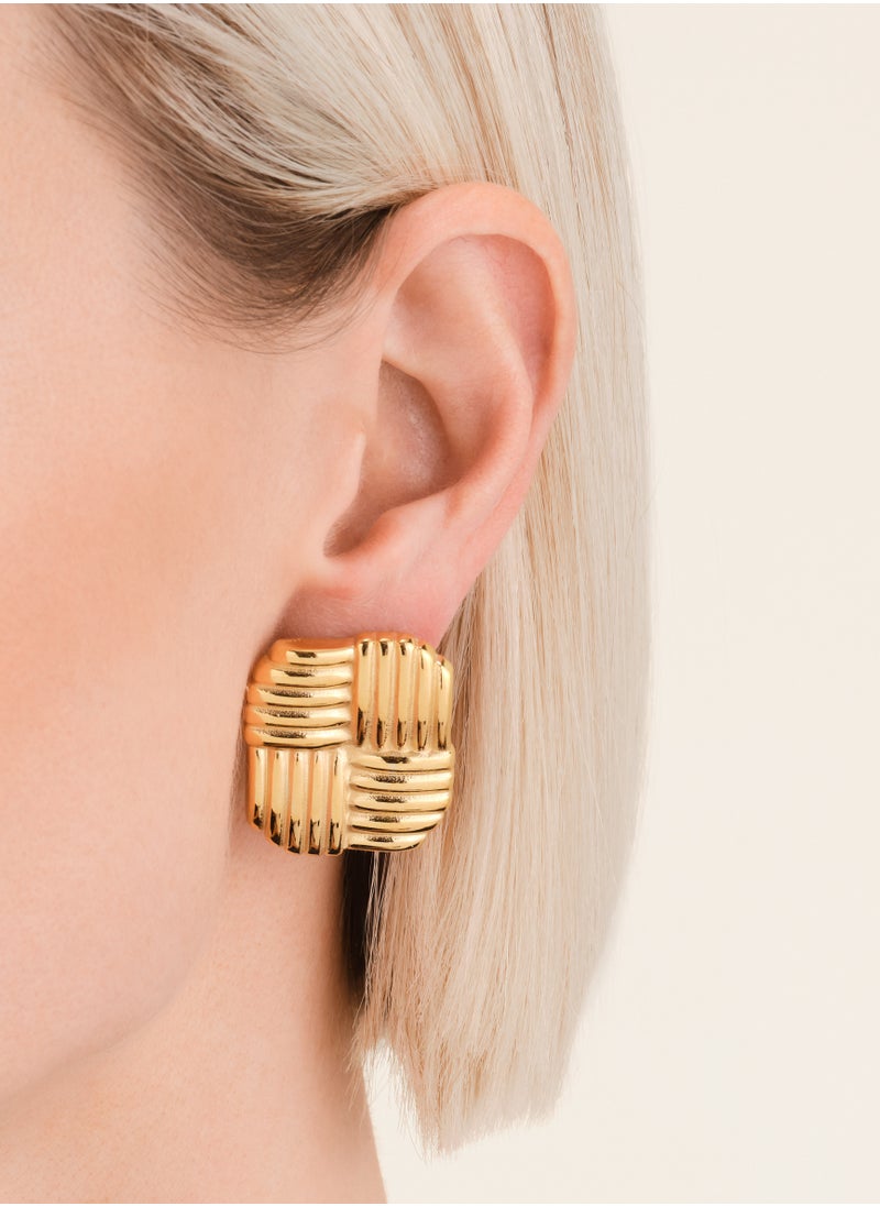 RoseField Rosefield Modern Vintage Cross Texture Earrings - JETEG-J967  - Image 3