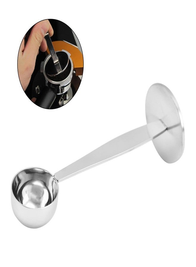 فلاين ملعقة قهوة من الفولاذ المقاوم للصدأ 2 في 1، ملعقة قياس فضية اللون بقاعدة مضغوطة، ملعقة قهوة مزدوجة الاستخدام لضغط حبوب البن وطحنها (15 مل) - Image 5