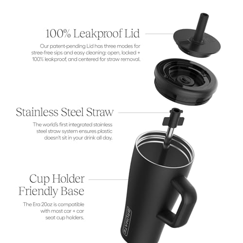 BrÃ¼Mate BrMate Era 20 oz Tumbler with Handle and Straw 100 Leakproof Insulated Tumbler with Lid and Straw Made of Stainless Steel Cup Holder Friendly Base 20oz Java - Image 3