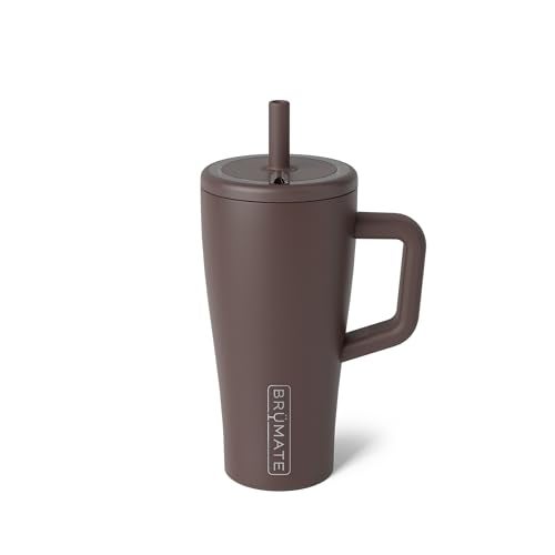 BrÃ¼Mate BrMate Era 20 oz Tumbler with Handle and Straw 100 Leakproof Insulated Tumbler with Lid and Straw Made of Stainless Steel Cup Holder Friendly Base 20oz Java - Image 1