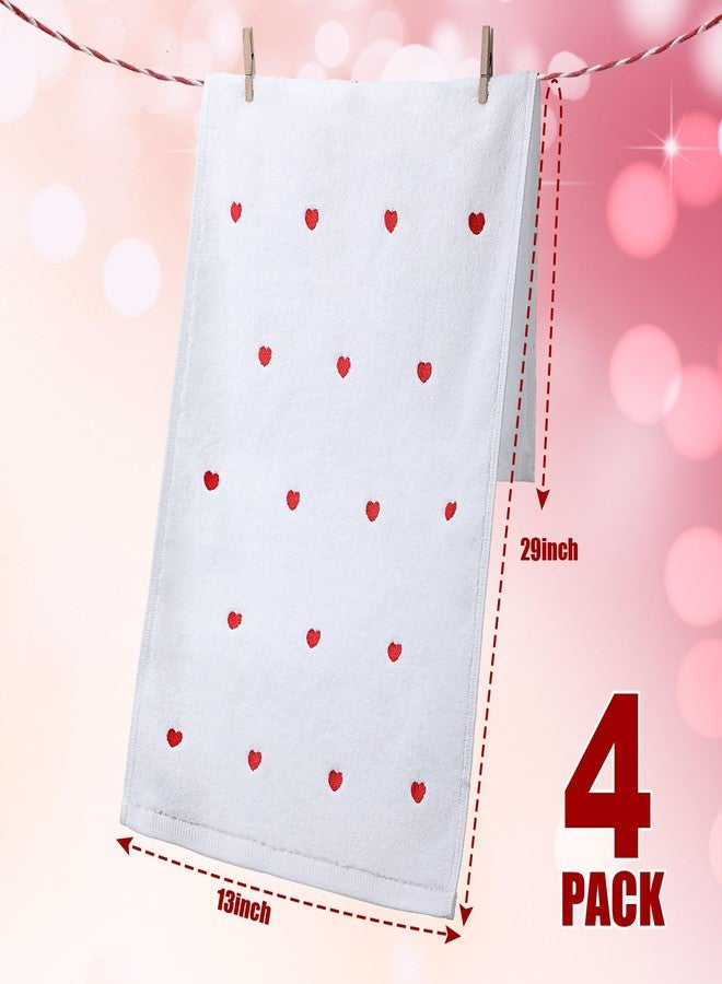 SmoothNovelty مجموعة من 4 مناشف يد عيد الحب من SmoothNovelty للحمام، مقاس 13 بوصة × 30 بوصة، مناشف يد مزخرفة على شكل قلب، هدية عيد الحب للنساء والرجال والوجه والصالة الرياضية والسبا والعطلات والذكرى السنوية (أبيض) - Image 2