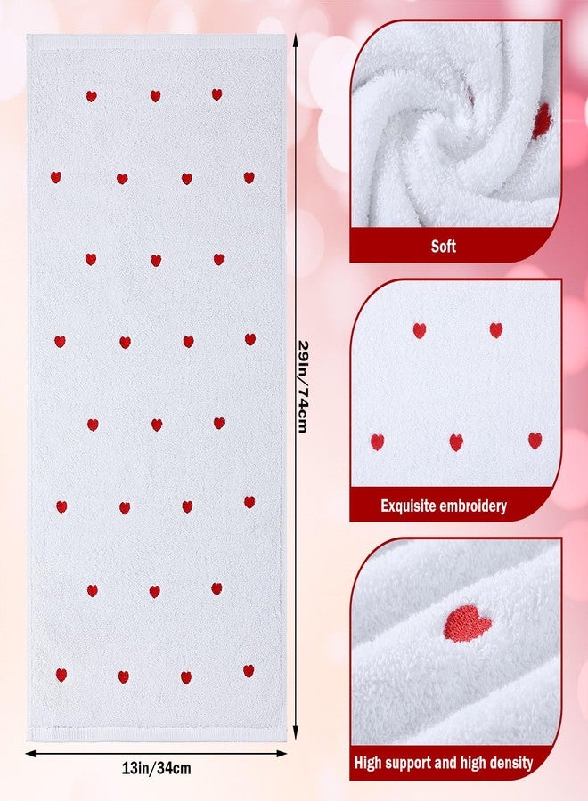 SmoothNovelty مجموعة من 4 مناشف يد عيد الحب من SmoothNovelty للحمام، مقاس 13 بوصة × 30 بوصة، مناشف يد مزخرفة على شكل قلب، هدية عيد الحب للنساء والرجال والوجه والصالة الرياضية والسبا والعطلات والذكرى السنوية (أبيض) - Image 3