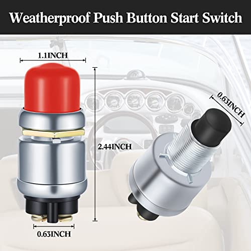TOODOO Engine Start Push Button Momentary 12v and 24v Waterproof Switch Push to Start Button for Car Marine Boat Truck Lawn Tractor(Red,2 Pieces) - Image 2