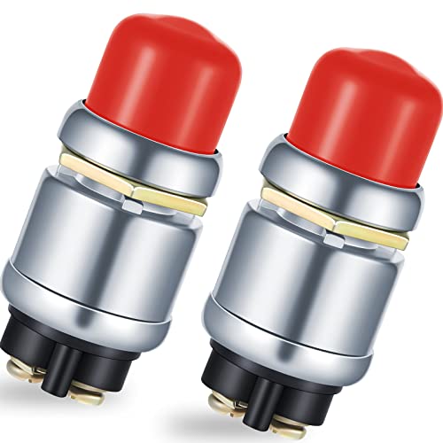 TOODOO Engine Start Push Button Momentary 12v and 24v Waterproof Switch Push to Start Button for Car Marine Boat Truck Lawn Tractor(Red,2 Pieces) - Image 1