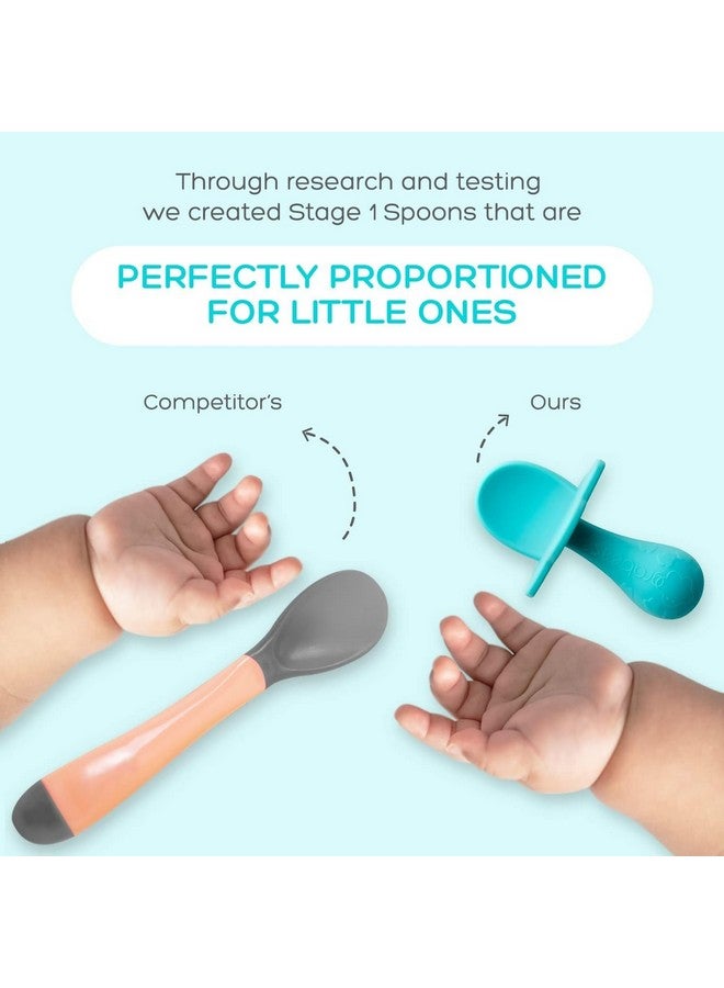 grabease Baby Silicone Spoon Set For Babyled Weaning & First Stage Selffeeding Soft Safe 100% Foodgrade Silicone Safe For Dishwasher No Bpa/Pvc/Latex/Phthalates Set Of 2 (Teal Gray) - Image 4