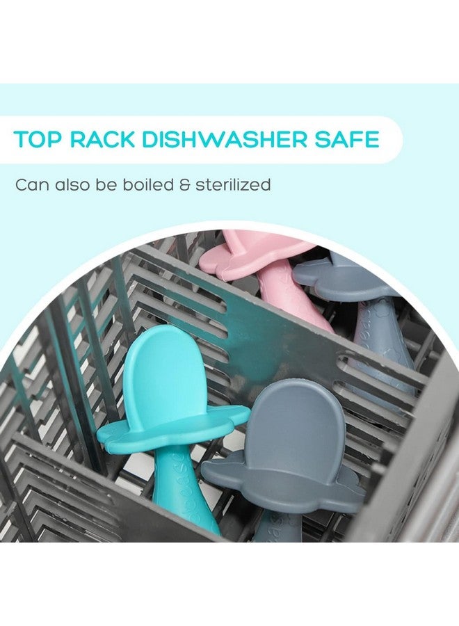 grabease Baby Silicone Spoon Set For Babyled Weaning & First Stage Selffeeding Soft Safe 100% Foodgrade Silicone Safe For Dishwasher No Bpa/Pvc/Latex/Phthalates Set Of 2 (Teal Gray) - Image 5