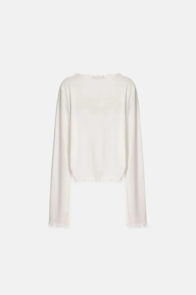 Dilvin White DILVIN Slim Fit Long Sleeve Jersey Blouse for Women | Best Price UAE