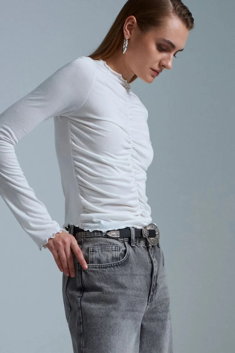 ديلفين DILVIN Slim Fit Long Sleeve Jersey Blouse