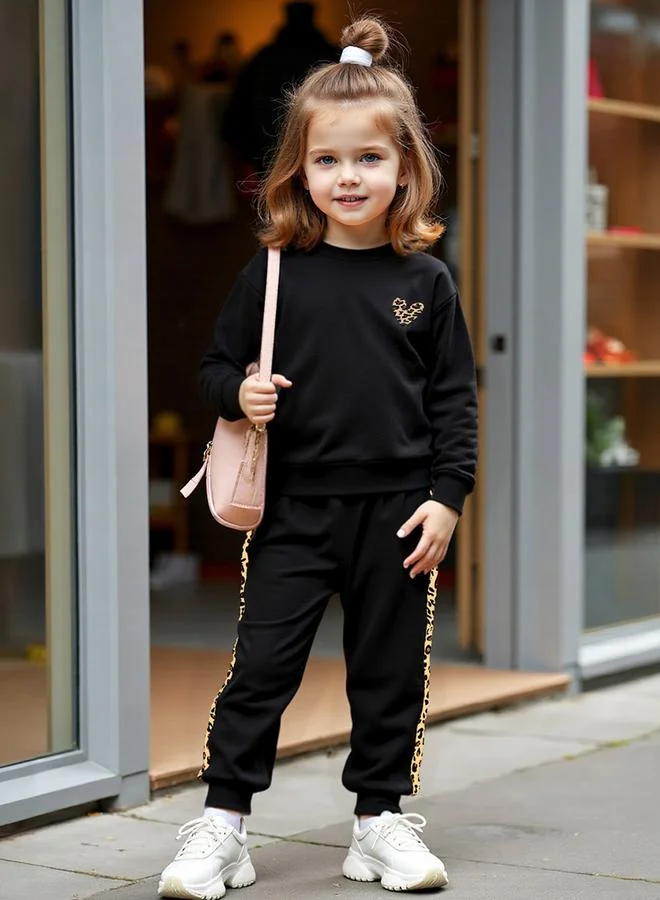 Take Two Girls Graphic Print Sweatshirt with Pants Set