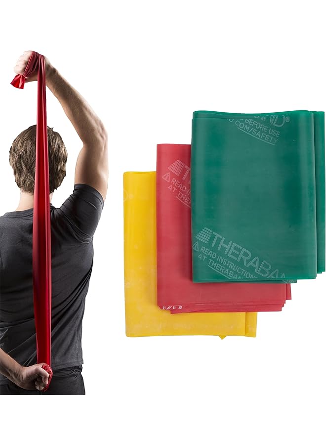 TheraBand Resistance Band Set Professional Latex Elastic Bands for Upper & Lower Body & Core Exercise Physical Therapy Lower Pilates At Home Workouts and Rehab 5 Foot Blue & Black Advanced - Image 1