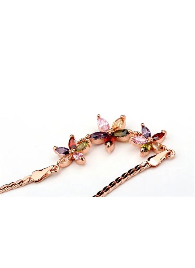 yongsheng Rose Gold Plated Zircon Studded Bracelet,Colorful Cubic Zirconia Tennis Bracelet for Women, Sparkly Wedding Prom Party Bracelets for Brides Bridesmaid Jewelry Gifts  - Image 4