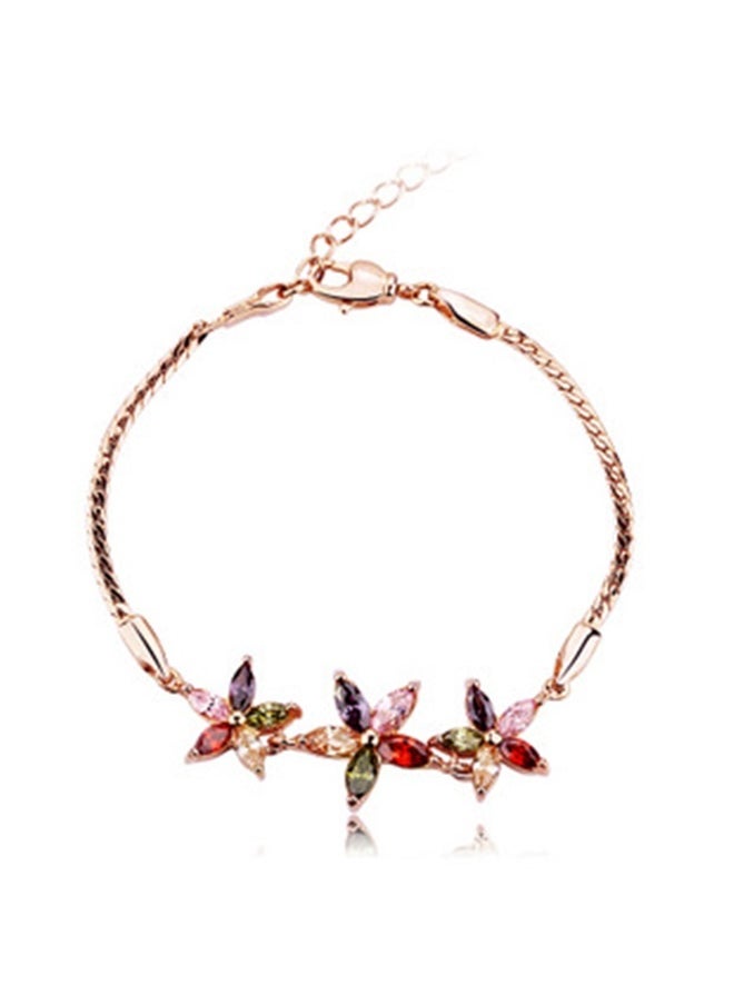 yongsheng Rose Gold Plated Zircon Studded Bracelet,Colorful Cubic Zirconia Tennis Bracelet for Women, Sparkly Wedding Prom Party Bracelets for Brides Bridesmaid Jewelry Gifts  - Image 1
