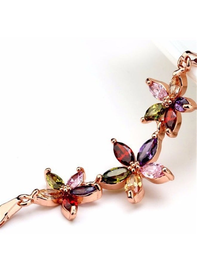 yongsheng Rose Gold Plated Zircon Studded Bracelet,Colorful Cubic Zirconia Tennis Bracelet for Women, Sparkly Wedding Prom Party Bracelets for Brides Bridesmaid Jewelry Gifts  - Image 2