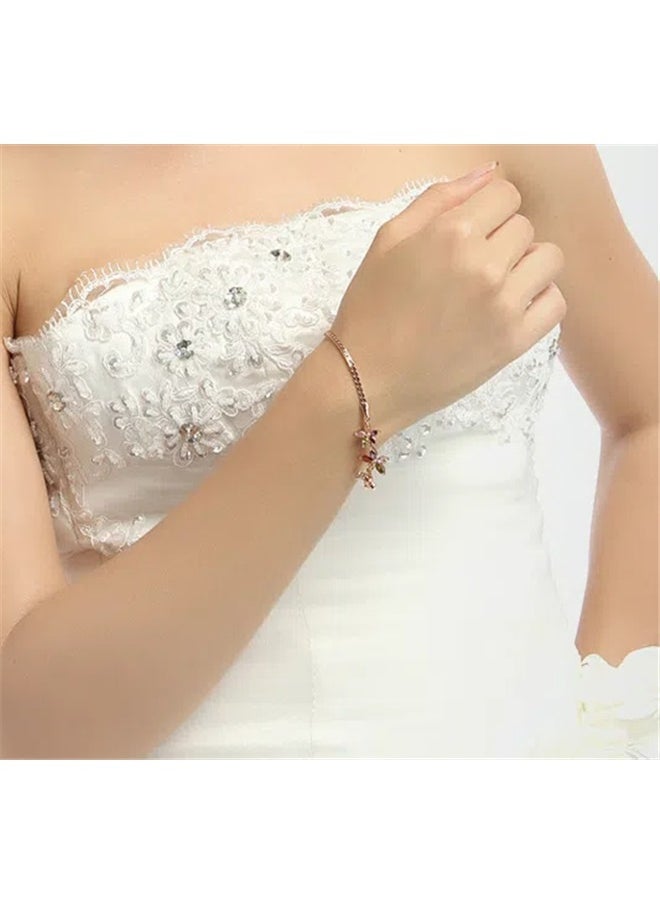 yongsheng Rose Gold Plated Zircon Studded Bracelet,Colorful Cubic Zirconia Tennis Bracelet for Women, Sparkly Wedding Prom Party Bracelets for Brides Bridesmaid Jewelry Gifts  - Image 5