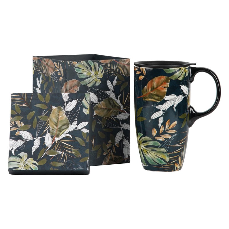 Topadorn Ceramic Mug Leaf Porcelain Coffee Mug with Gift Box,17oz. Leaves - Image 1