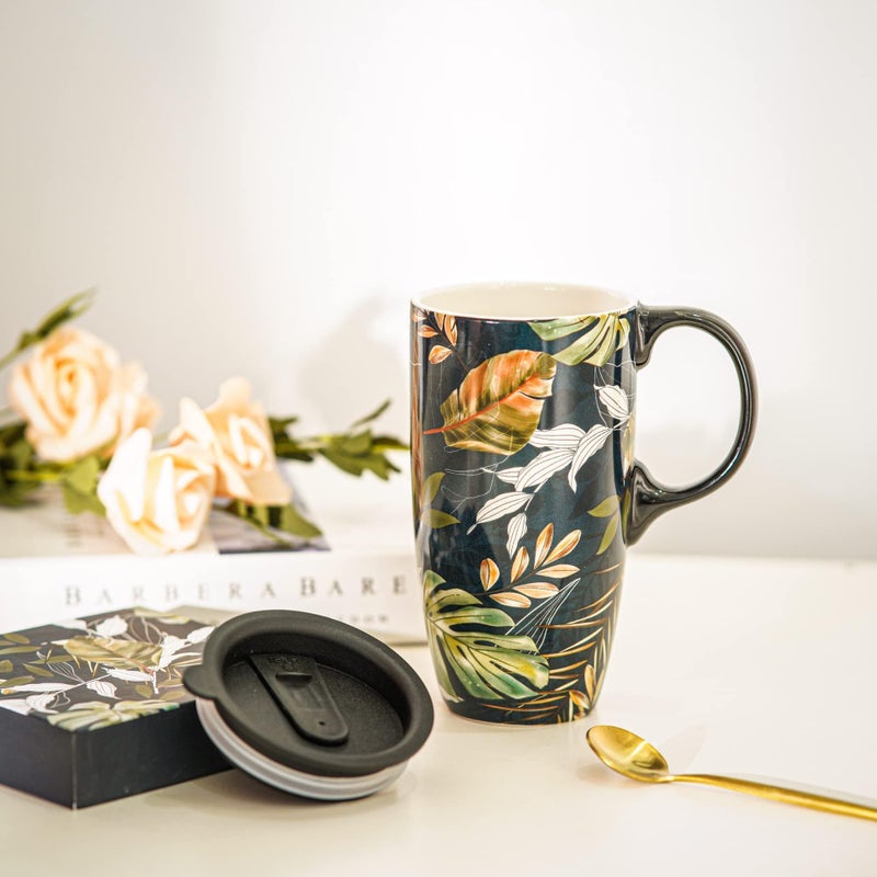 Topadorn Ceramic Mug Leaf Porcelain Coffee Mug with Gift Box,17oz. Leaves - Image 5