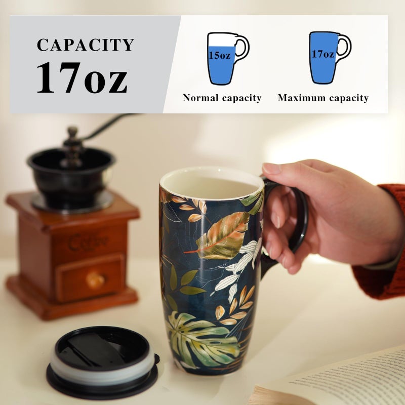 Topadorn Ceramic Mug Leaf Porcelain Coffee Mug with Gift Box,17oz. Leaves - Image 3