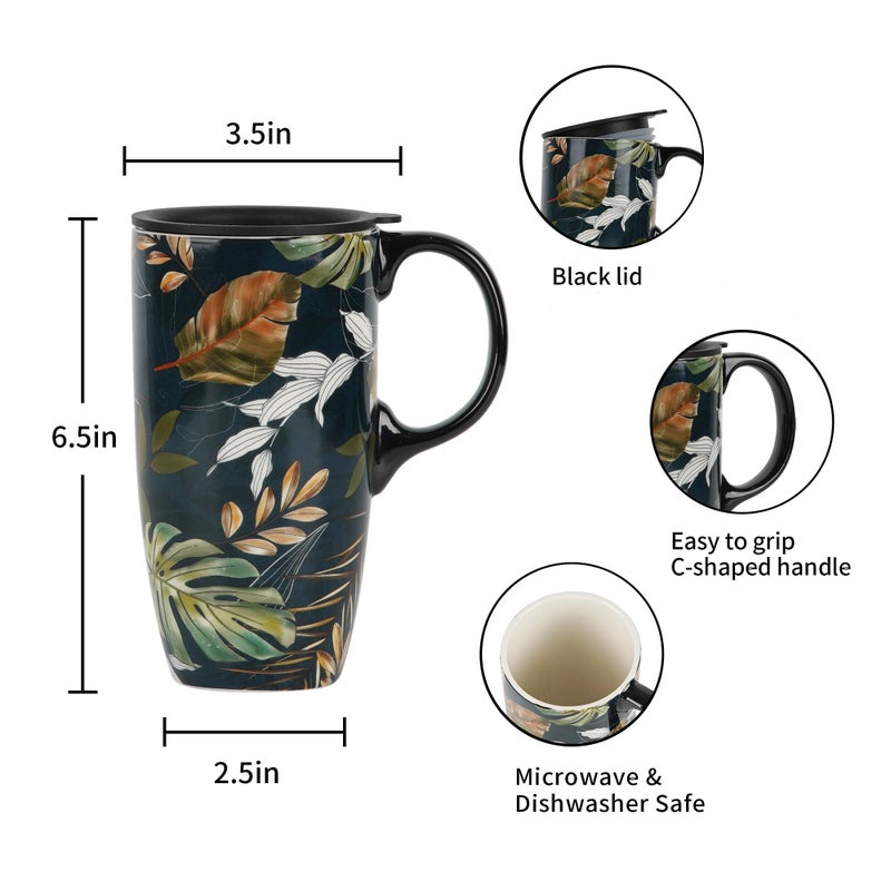 Topadorn Ceramic Mug Leaf Porcelain Coffee Mug with Gift Box,17oz. Leaves - Image 2