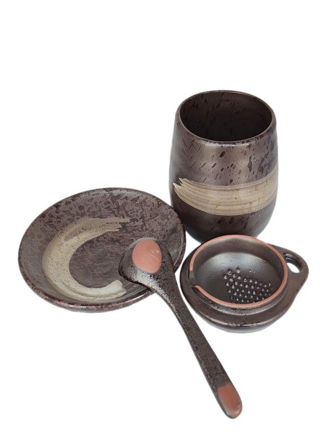 MASSJOY Set of 2 Japanese Style Stoneware Egg Custard Cooker, Medicinal Herbs Tonic Stew Pot, Seasoning Jar. (With Spoon and Saucer) - Image 3
