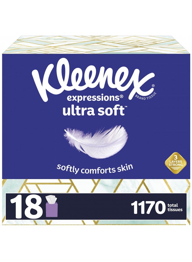 Kleenex Expressions Ultra Soft Facial Tissues, 65 Count (Pack of 18) (1,170 Total Tissues) - Image 2