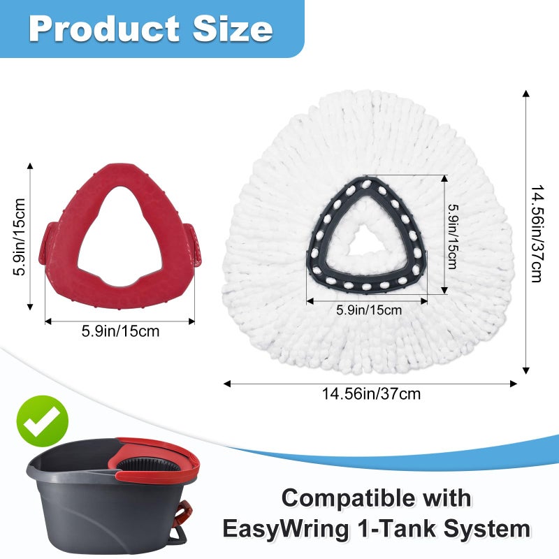 Yuunaie Mop Heads Replacements for Ocedar, Mop Replace Head for O Cedar, Spin Mop Replacement Head for Ocedar Easy Wring 1 Tank System, Mop Heads Include 2 Pack Spin Mop Refills and 2 Pack Scrubber Mop Head - Image 2