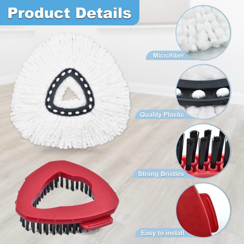 Yuunaie Mop Heads Replacements for Ocedar, Mop Replace Head for O Cedar, Spin Mop Replacement Head for Ocedar Easy Wring 1 Tank System, Mop Heads Include 2 Pack Spin Mop Refills and 2 Pack Scrubber Mop Head - Image 3