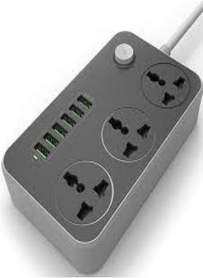 Generic 3 AC Socket USB Charger Black/Grey  - Image 2