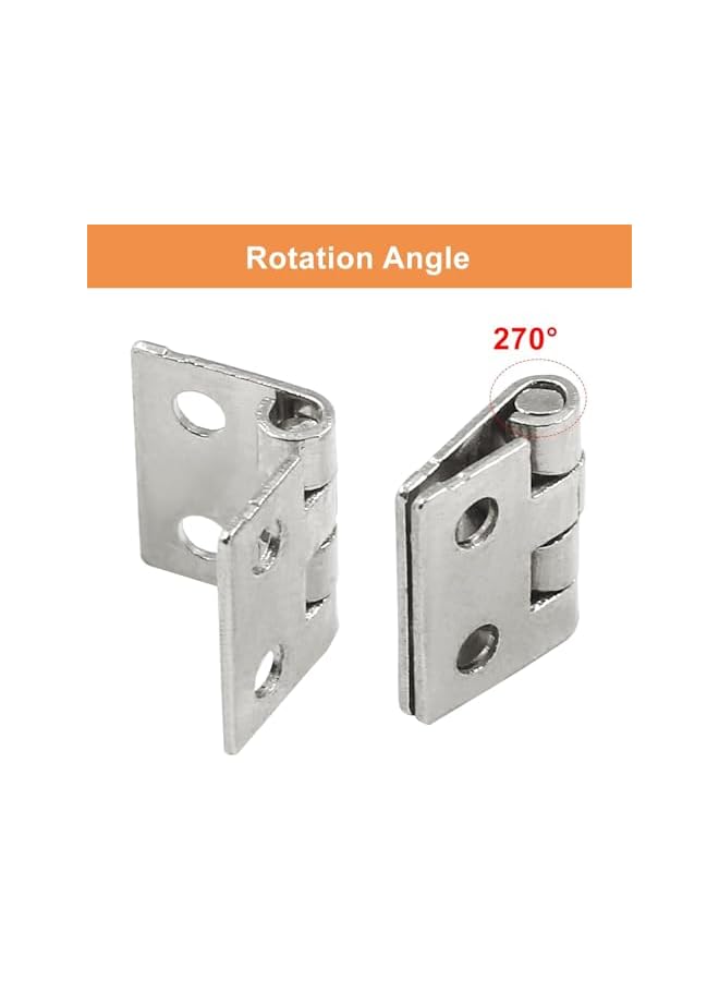 S-TOP 100-Pack Mini Hinges, 180° Tiny Metal Hinges for Miniature Furniture/Jewelry Box, Silver Small Hardware for Dollhouse/Cabinet/Chest, DIY Craft Hinge Set（10x8mm) - Image 2