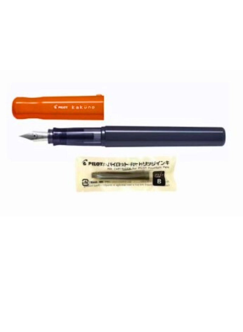 PILOT Kakuno Fountain Pen Orange Body With One Ink Cartridge Fine Tip - Image 2