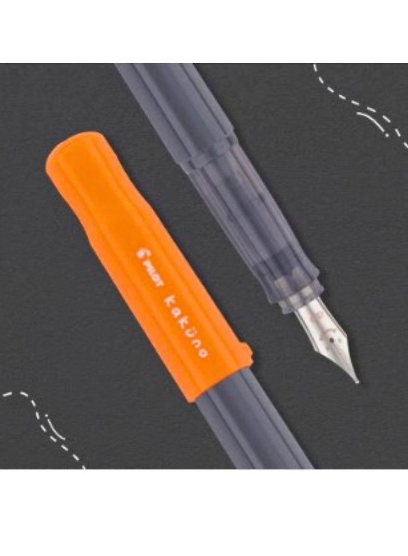 PILOT Kakuno Fountain Pen Orange Body With One Ink Cartridge Fine Tip - Image 3